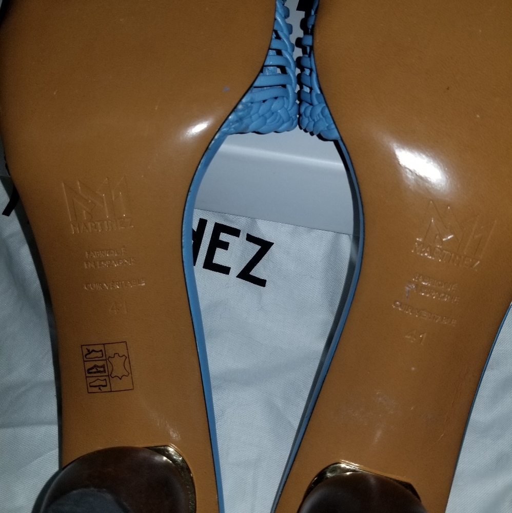 Souliers Martinez Celia Persiana Slide Sandal in Sky Blue - Picture 11 of 13